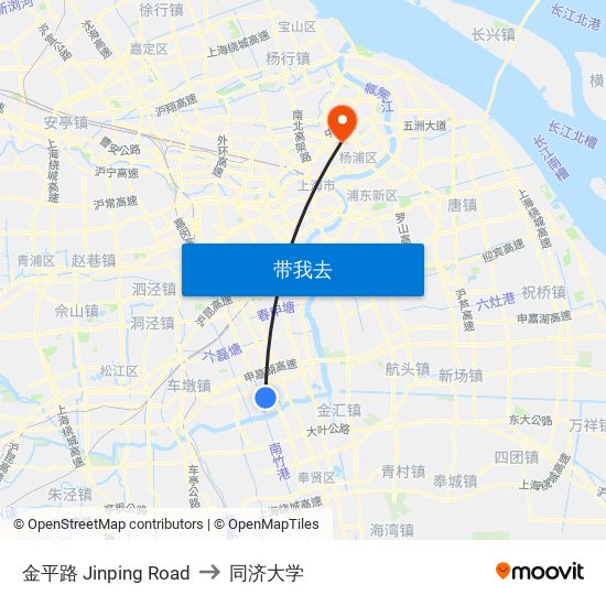 金平路 Jinping Road to 同济大学 map