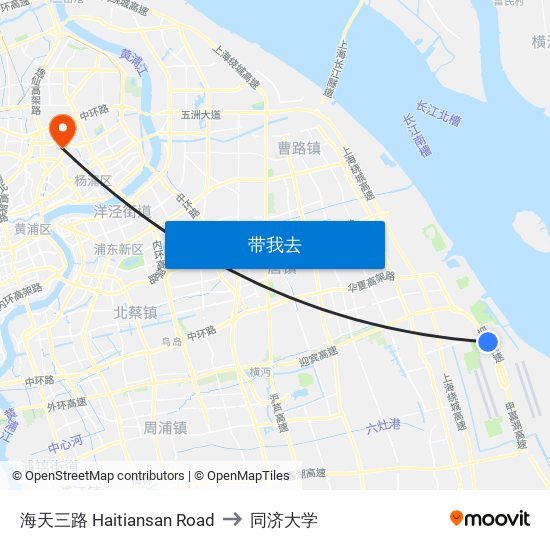 海天三路 Haitiansan Road to 同济大学 map