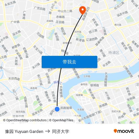 豫园 Yuyuan Garden to 同济大学 map