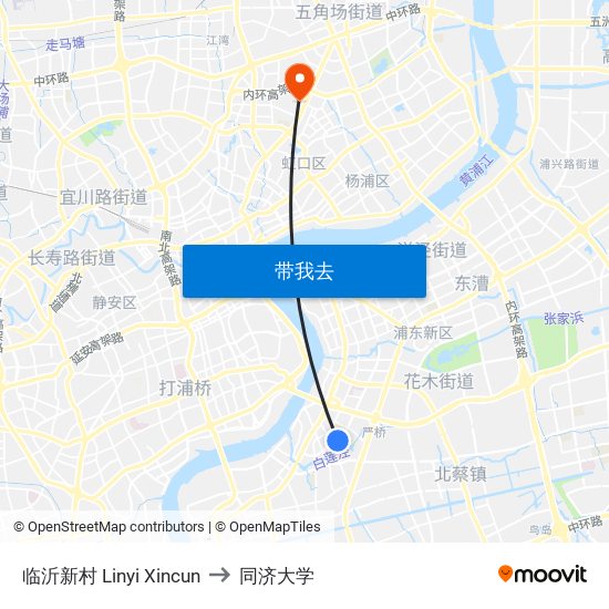 临沂新村 Linyi Xincun to 同济大学 map