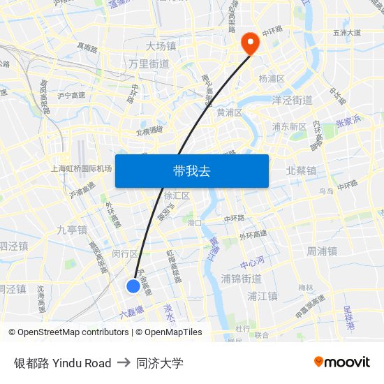 银都路 Yindu Road to 同济大学 map