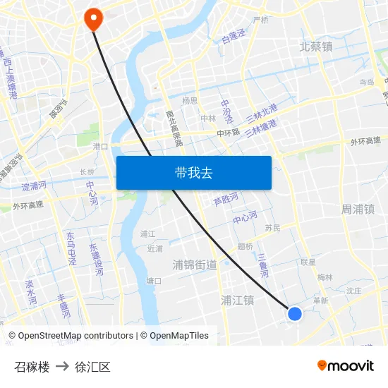 召稼楼 to 徐汇区 map