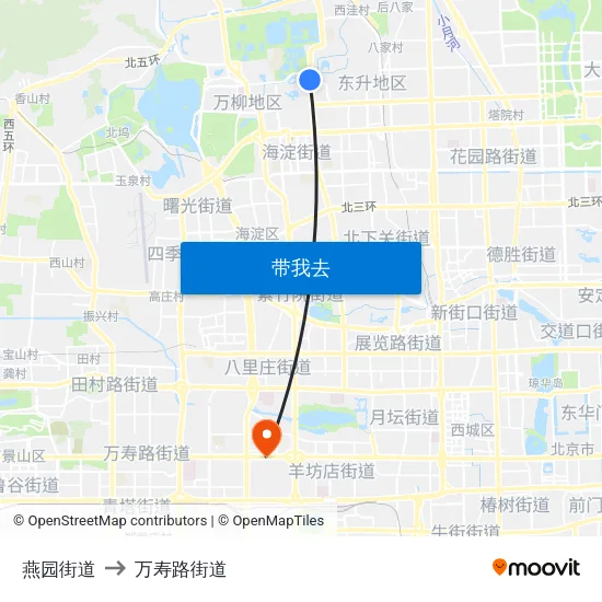 燕园街道 to 万寿路街道 map