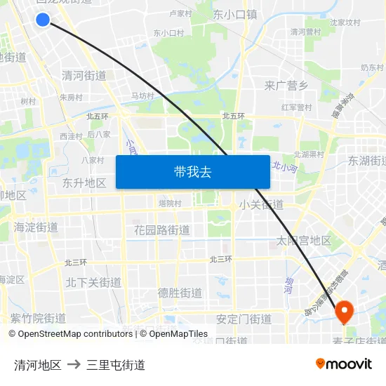清河地区 to 三里屯街道 map