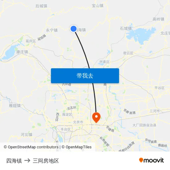 四海镇 to 三间房地区 map