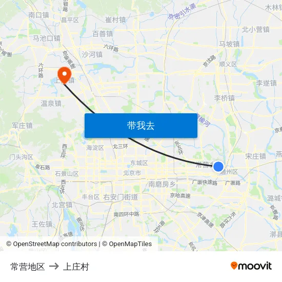 常营地区 to 上庄村 map