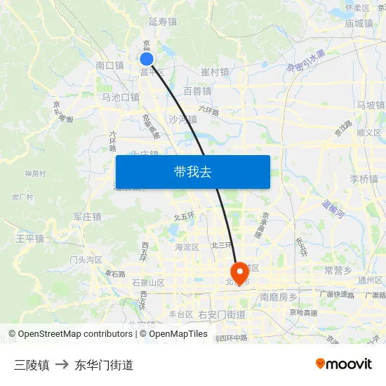 三陵镇 to 东华门街道 map