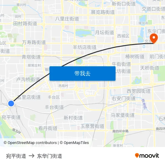 宛平街道 to 东华门街道 map