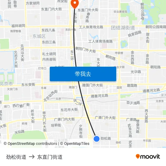 劲松街道 to 东直门街道 map
