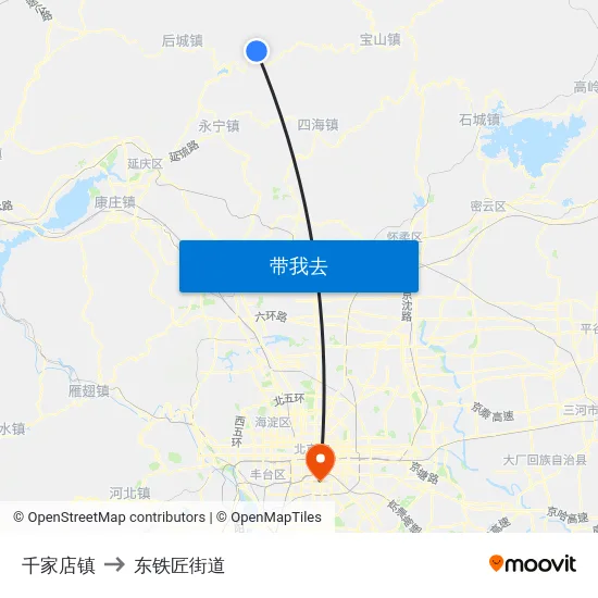 千家店镇 to 东铁匠街道 map