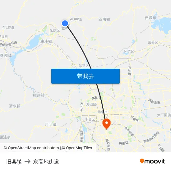 旧县镇 to 东高地街道 map