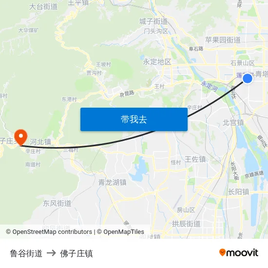 鲁谷街道 to 佛子庄镇 map