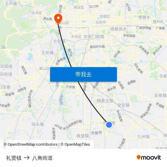 礼贤镇 to 八角街道 map