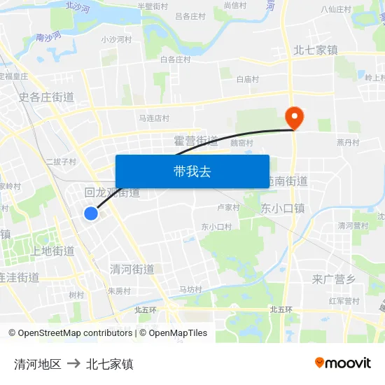 清河地区 to 北七家镇 map