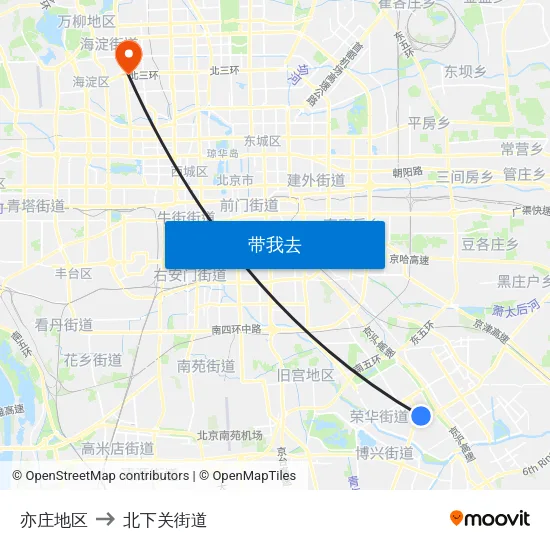 亦庄地区 to 北下关街道 map
