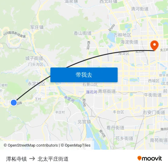 潭柘寺镇 to 北太平庄街道 map
