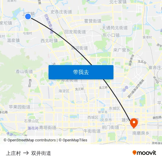 上庄村 to 双井街道 map