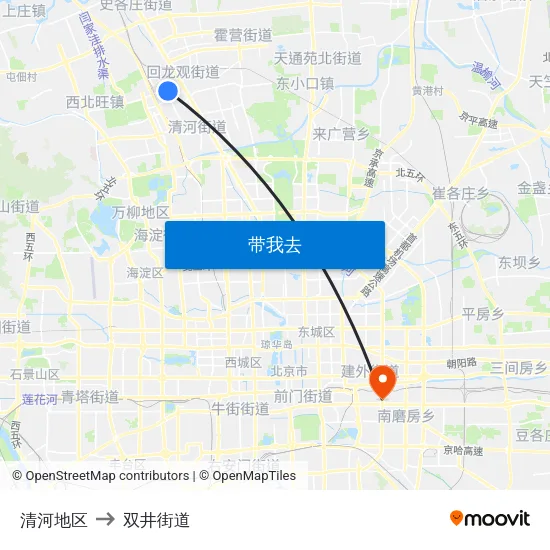 清河地区 to 双井街道 map