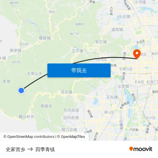 史家营乡 to 四季青镇 map