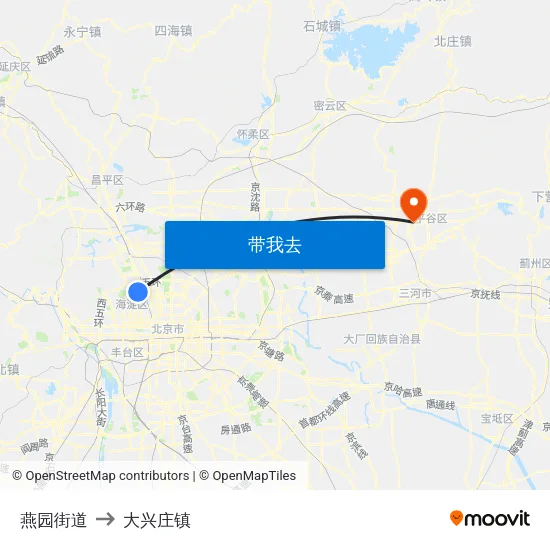 燕园街道 to 大兴庄镇 map
