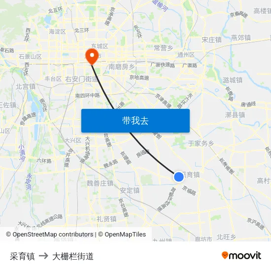 采育镇 to 大栅栏街道 map