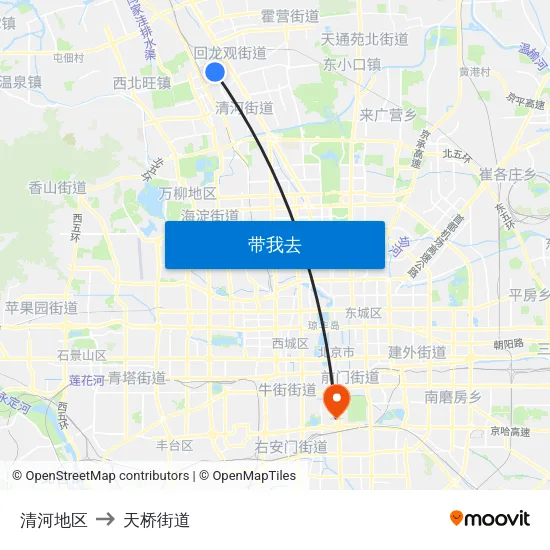 清河地区 to 天桥街道 map