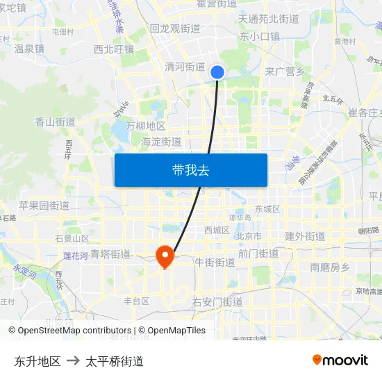 东升地区 to 太平桥街道 map