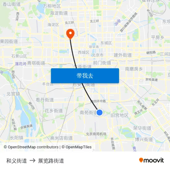 和义街道 to 展览路街道 map