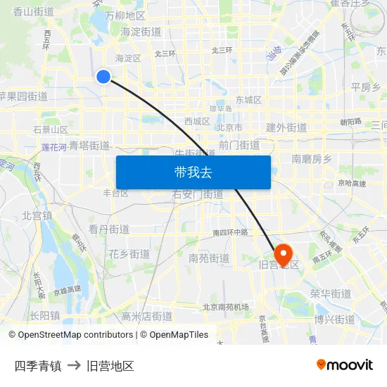 四季青镇 to 旧营地区 map