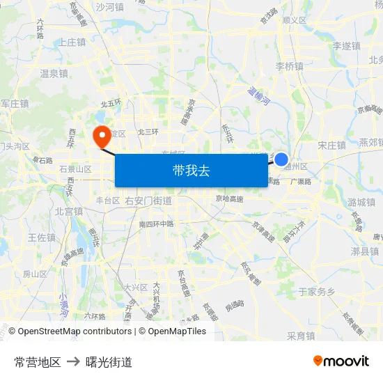常营地区 to 曙光街道 map