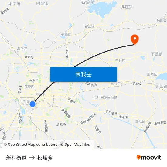 新村街道 to 松峪乡 map
