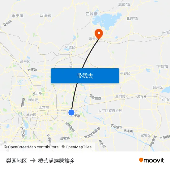 梨园地区 to 檀营满族蒙族乡 map