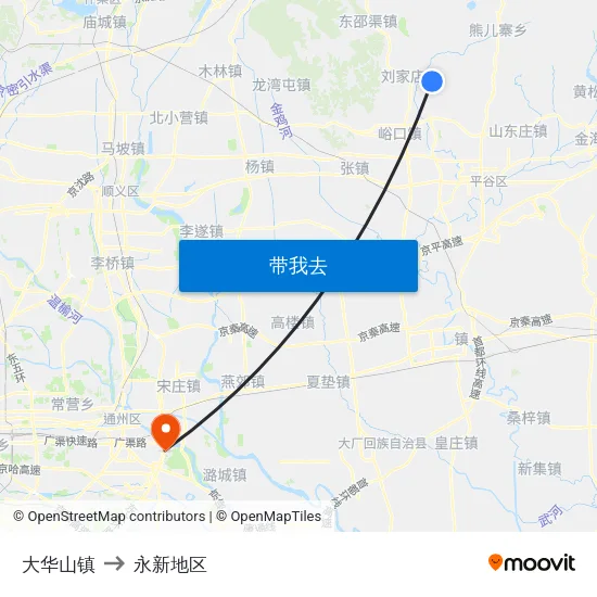 大华山镇 to 永新地区 map