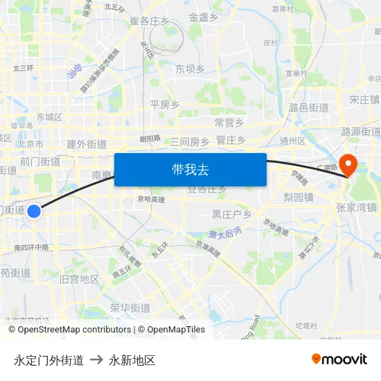 永定门外街道 to 永新地区 map