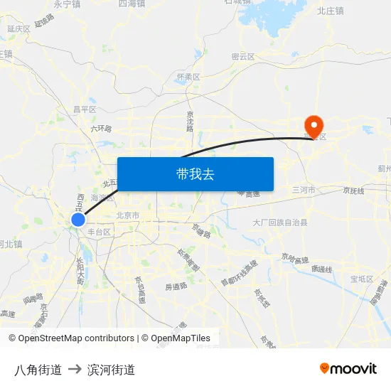 八角街道 to 滨河街道 map