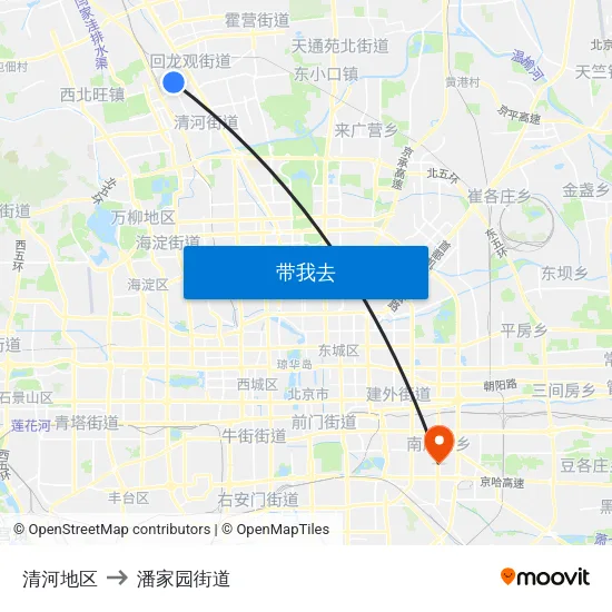 清河地区 to 潘家园街道 map