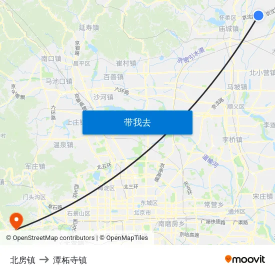 北房镇 to 潭柘寺镇 map