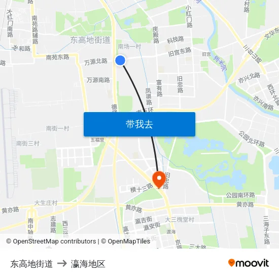东高地街道 to 瀛海地区 map