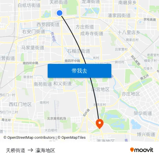 天桥街道 to 瀛海地区 map