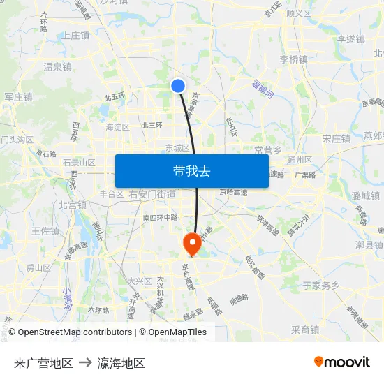 来广营地区 to 瀛海地区 map