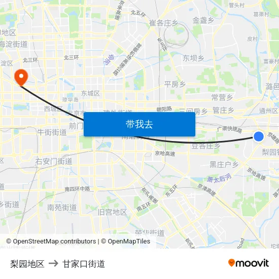 梨园地区 to 甘家口街道 map
