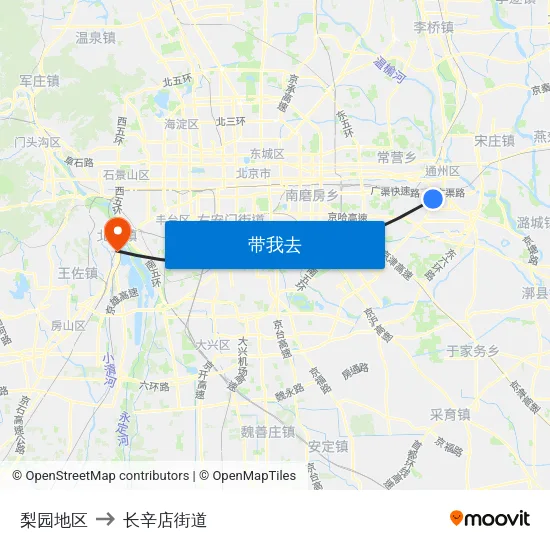 梨园地区 to 长辛店街道 map