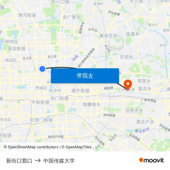 新街口豁口 to 中国传媒大学 map