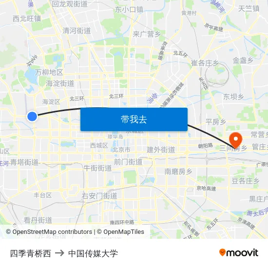 四季青桥西 to 中国传媒大学 map