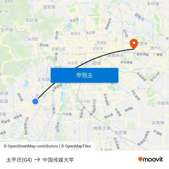 太平庄(G4) to 中国传媒大学 map
