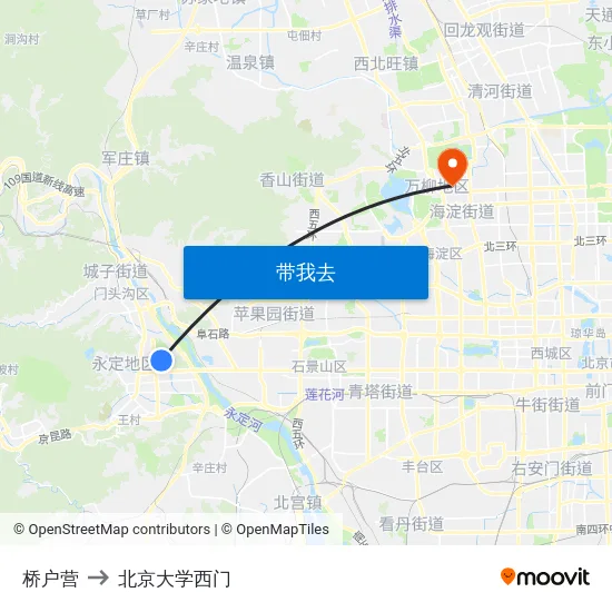 桥户营 to 北京大学西门 map