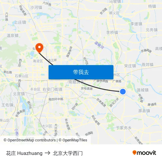 花庄 Huazhuang to 北京大学西门 map