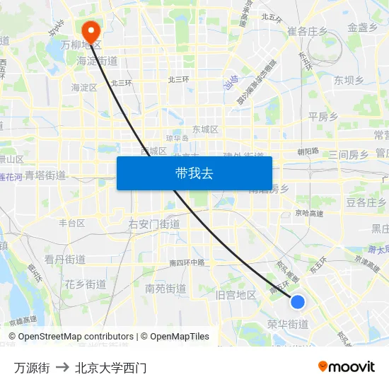 万源街 to 北京大学西门 map