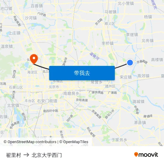翟里村 to 北京大学西门 map
