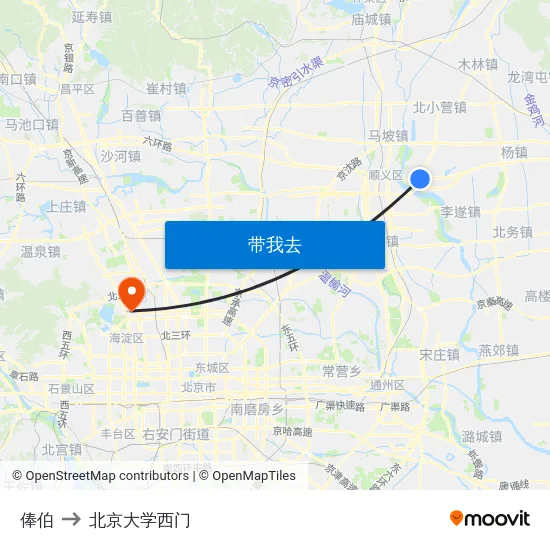 俸伯 to 北京大学西门 map